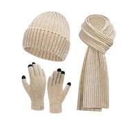 TLMDXTEU Set cappello e sciarpa invernali Winter Hat and Gloves Warm Knitted Scarf Set Caldo berretto lavorato a maglia(Beige)