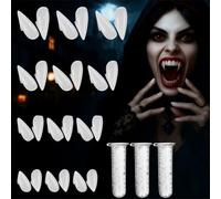 TLPUHU Zanne da vampiro con denti da vampiro, 12 paia, 3 misure, per lupo mannaro Halloween, bambini, ragazzi, ragazze, adulti