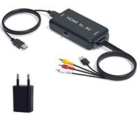 TLsiwio convertitore hdmi av, Adattatore HDMI a AV 1080P HDMI to AV CVBS Composito Convertitore per TV HD, PC, laptop, Xbox, VHS, VCR, lettori DVD, Supporto PAL/NTSC