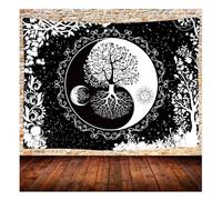 TLTLT Arazzo Sole e Luna, Mandala in bianco e nero, Arazzo da parete Yin Yang Albero della vita, 80X60 pollici, Decorazione for camera da letto, dormitorio e casa