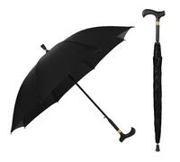 TLTLT Bastone da passeggio multifunzionale con ombrello for anziani con impugnatura antiscivolo, bastone da passeggio portatile, nero/marrone, unisex(Black)