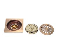 TLTLT Kit di Scarico for Doccia Quadrato - Scarico a Pavimento in Rame Anti-intasamento Dorato con Coperchio Rimovibile for Bagno, Cucina, WC, Balcone - Accessori for Lo Scarico dell'Acqua
