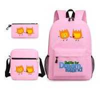 TLXNN Battle for Dream Island, zaino per la scuola per bambini 3 in 1, set con scatola a tracolla, astuccio per ragazze, borsa per la scuola con stampa anime carina, Tipo T, 3PCS SET