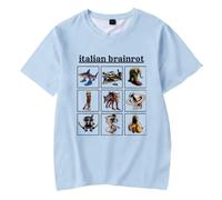 TLXNN Brainrot - Maglietta a tema anime, leggera e traspirante, vestibilità comoda, stampa 3D, Tung Tung Tung Sahur, a maniche corte, casual, estiva, taglie XXS-6XL, Tipo H., XXS