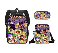 TLXNN Zaino 3 in 1 per la scuola, con scatola a tracolla, astuccio per ragazzi e ragazze, borsa per la scuola con stampa anime, Tipo N, 3PCS SET