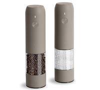 TLYSXPRO Macina Sale e Pepe Elettrico Set da 2, Ricaricabile USB-C, Macinapepe Elettrico con Grana Regolabile, Luce LED, Spazzola di Pulizia, Accessori Cucina, Greige