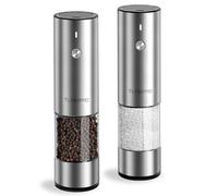 TLYSXPRO Macina Sale e Pepe Elettrico Set da 2, Ricaricabile USB-C, Macinapepe Elettrico con Grana Regolabile, Luce LED, Spazzola di Pulizia, Accessori Cucina, Acciaio inossidabile