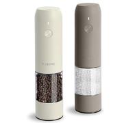 TLYSXPRO Macina Sale e Pepe Elettrico Set da 2, Ricaricabile USB-C, Macinapepe Elettrico con Grana Regolabile, Luce LED, Spazzola di Pulizia, Accessori Cucina, Greige&Buttercream