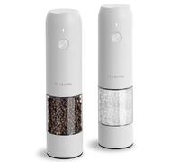 TLYSXPRO Macina Sale e Pepe Elettrico Set da 2, Ricaricabile USB-C, Macinapepe Elettrico con Grana Regolabile, Luce LED, Spazzola di Pulizia, Accessori Cucina, Bianco