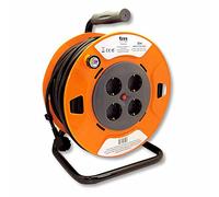 TM Electron TMUAD225 - Cavo di alimentazione in bobina avvolgibile, 25 metri, con 4 prese, colore: Arancione