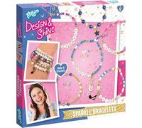 TM ESSENTIALS Design & Shine, set di bracciali fai da te, perle di vetro, perfetti per bambini creativi, 15 cm Lang, Plastica, Senza Gemme