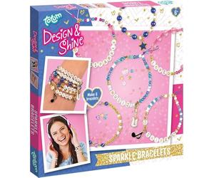 TM ESSENTIALS Design & Shine, set di bracciali fai da te, perle di vetro, perfetti per bambini creativi, 15 cm Lang, Plastica, Senza Gemme
