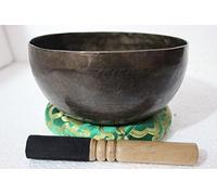 TM THAMELMART FOR BEAUTIFUL MENDS - Set di meditazione tibetana da 9,75 cm, design antico Mantra intagliato a mano per yoga meditazione, inclusi piatti Tingsha gratuiti, cuscino, sciopero e scatola per il trasporto