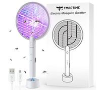 TMACTIME Racchetta Zanzare Elettrica, 4000V 2-In-1 Racchetta Antizanzare, USB Base di Ricaricabile, e Lampada UV, Protezione Maglia a 3 Strati, Adatto per Casa, Giardino, Interni ed Esterni