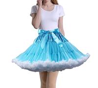 Tmade Gonna in Tulle da Donna con Petticoat, Tutu per Feste, Multistrato, Puffy, per Cosplay, blu bianco, Taglia unica