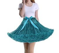 Tmade Gonna in Tulle da Donna con Petticoat, Tutu per Feste, Multistrato, Puffy, per Cosplay, Blu pavone, Taglia unica