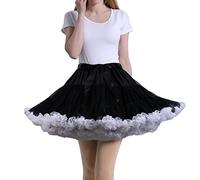 Tmade Gonna in Tulle da Donna, Tutù, Sottogonna, Tutu, per Feste, Cosplay, Rock Multistrato Gonfia, nero/bianco, Taglia unica