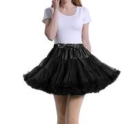 Tmade - Sottogonna da donna, in tulle, per feste e cosplay, a più strati, lunghezza 40 cm, vita 56-100 cm Nero Taglia unica
