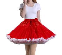 Tmade Sottogonna Tutù da donna in tulle da festa multistrato gonfia per cosplay, Rosso e bianco., Taglia unica