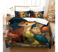 TMBKSDLLB Creature del Bosco Set Housse Couette 3P Qualità Hotel Con Cusciniere Cerniera Lenzuolo Stile Antiallergica Antimacchia Facile-Cura Double(200x200cm)