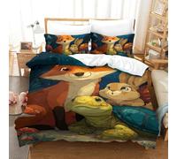 TMBKSDLLB Creature del Bosco Set Housse Couette 3P Qualità Hotel Con Cusciniere Cerniera Microfibra Morbida Cerniera Nascosta Facile-Cura Single(140x200cm)