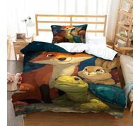 TMBKSDLLB Creature del Bosco Set Housse Couette 3P Qualità Hotel Con Cusciniere Cerniera Ultra-Morbida Antiallergica Conforme Sicurezza Infantile Single(135x200cm)