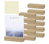 TMBMLPP 12 Pezzi Segnaposto con Base Legno, Porta Menu da Tavolo, Porta Biglietti, Portacarte, Supporto Segnaposto con 50 Punti di Colla, Per Ristoranti, Matrimonio, Banchetti e Feste