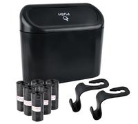 TMBMLPP Cestino Spazzatura Nera per Auto, Mini Pattumiera Portatile Impermeabile con 90 Sacchetti e 2 Ganci, Car Trash Can