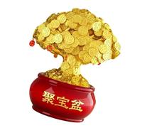 Tmboryuu Albero dei Soldi per Fortuna Decorazione per la casa Ricchezza e prosperità Resine Ornamenti FengShui per Soggiorno Studio Uffici Scrivania Decorazione per Fortuna in Oro