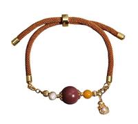 Tmboryuu Bracciale in corda artigianale intrecciata con perline pietra profumata per stili versatili Bracciale regalo per donna