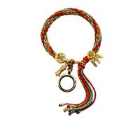Tmboryuu Braccialetto tibetano unico e affascinante, realizzato a mano, con ciondolo a frange e corde, Misura unica, come descritto