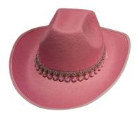 Tmboryuu Cappello da cowboy con perle pesanti nappe cappello da cavaliere per discoteca house cocktail feste vacanze nappe scintillanti comico attore cowboy occidentale cappelli uomini donne