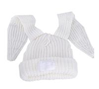 Tmboryuu Cappello lavorato a maglia con orecchie lunghe Skullies carino orecchie cappelli all'uncinetto lavorato a maglia per le donne inverno caldo maglia, bianco, Taglia unica