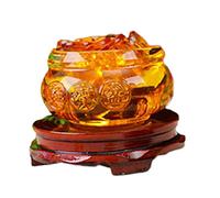 Tmboryuu Ciotola del tesoro della ricchezza gialla decorazione portafortuna portafortuna Feng Shui cinese cristallo lingotti d'oro Feng Shui cinese