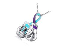 Tmboryuu Collana con guantoni da boxe rivestiti facile utilizzo, catena leggera a strati per collo, gioielli che celebrano la collana per la consapevolezza del seno delle donne