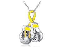 Tmboryuu Collana con guantoni da boxe rivestiti facile utilizzo, catena leggera a strati per collo, gioielli che celebrano la collana per la consapevolezza del seno delle donne