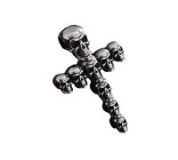 Tmboryuu Collana con teschio gotico, unisex, design vintage, catena regolabile, gioiello unico con teschio, da indossare tutti i giorni o come regalo gotico con croci per Halloween, Misura unica, come