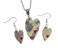 Tmboryuu Collana e orecchini con doppio cuore minimalista alla, set gioielli minimalisti in lega placcata argento, robusti accessori resistenti alle allergie