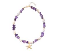 Tmboryuu Collana leggera e confortevole con ciondolo a forma di stella marina e conchiglie per una giornata calda, accessori per abbigliamento con pietre frantumate e conchiglie, Misura unica, come