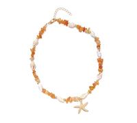 Tmboryuu Collana leggera e confortevole con ciondolo a forma di stella marina e conchiglie per una giornata calda, accessori per abbigliamento con pietre frantumate e conchiglie, Misura unica, come