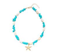 Tmboryuu Collana leggera e confortevole con ciondolo a forma di stella marina e conchiglie per una giornata calda, accessori per abbigliamento con pietre frantumate e conchiglie, Misura unica, come