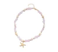 Tmboryuu Collana leggera e confortevole con ciondolo a forma di stella marina e conchiglie per una giornata calda, accessori per abbigliamento con pietre frantumate e conchiglie, Misura unica, come