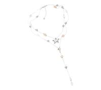 Tmboryuu Collana moderna a catena a strati che combina perle scintillanti e ideale spirituale per un look sofisticato quotidiano Collana moderna a doppio filo per l ' anca