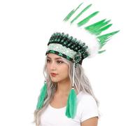 Tmboryuu Copricapo colorato indiano etnico con fascino con design regolabile per feste a tema e raduni leader indiano fascia per capelli