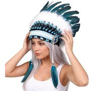 Tmboryuu Copricapo colorato indiano etnico con fascino con design regolabile per feste a tema e raduni leader indiano fascia per capelli