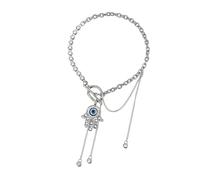 Tmboryuu Elegante collana decorata con frange, misterioso simbolo ' occhio del diavolo e gioielli collo con accento a mano scavata per l ' uso quotidiano Collana con nappe a mano cava con occhio del