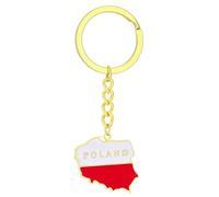 Tmboryuu Elegante portachiavi con mappa della Polonia, in acciaio robusto, con bandiera della Polonia, ideale come regalo per portachiavi con bandiera polacca