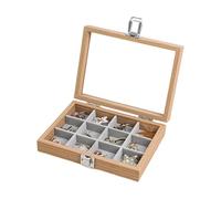 Tmboryuu Elegante portagioie in legno per appassionati di moda e collezionisti, contenitore per orecchini, collane e anelli
