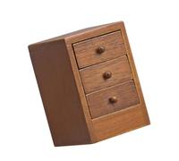 Tmboryuu Mobili per la camera da letto delle bambole Comodino a tre scomparti con ante di lavoro Finitura in legno antico scala 1/12 Miniatura case delle bambole in legno comodino con cassetti