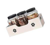 Tmboryuu Organizzatori in legno massiccio per animali domestici con 3 barattoli di tenuta per cibo fresco cane gatto e piano di lavoro della cucina